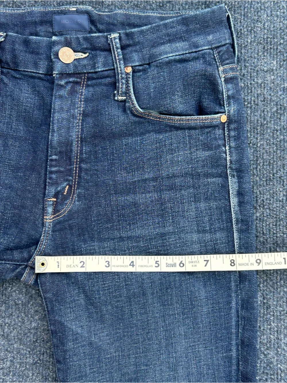 MOTHER The Looker Ankle Step Fray in Bombay Lost and Found Dark Wash 26